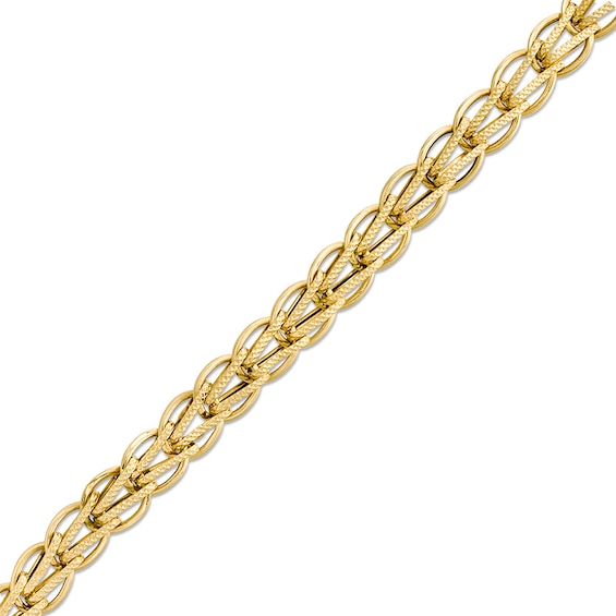 Previously Owned - Made in Italy 8.5mm Diamond-Cut "V" and Oval Link Chain Bracelet in 14K Gold - 7.5"