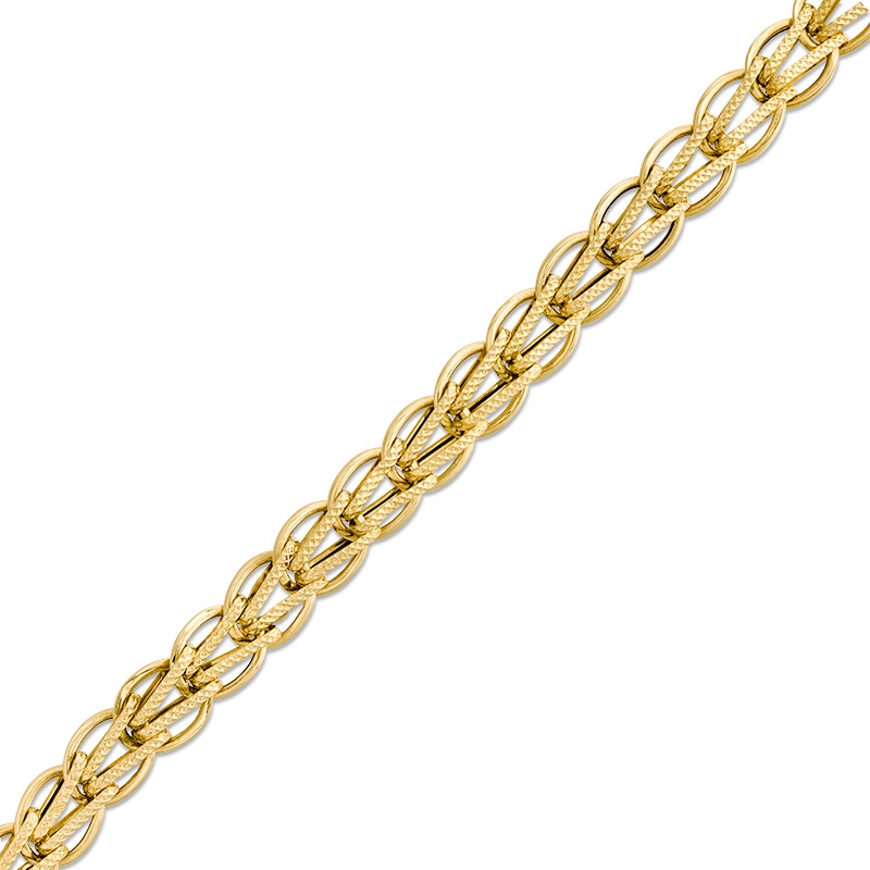 Main Image 1 of Previously Owned - Made in Italy 8.5mm Diamond-Cut "V" and Oval Link Chain Bracelet in 14K Gold - 7.5"