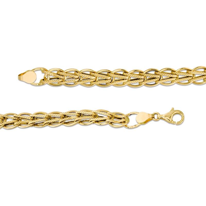 Main Image 3 of Previously Owned - Made in Italy 8.5mm Diamond-Cut "V" and Oval Link Chain Bracelet in 14K Gold - 7.5"