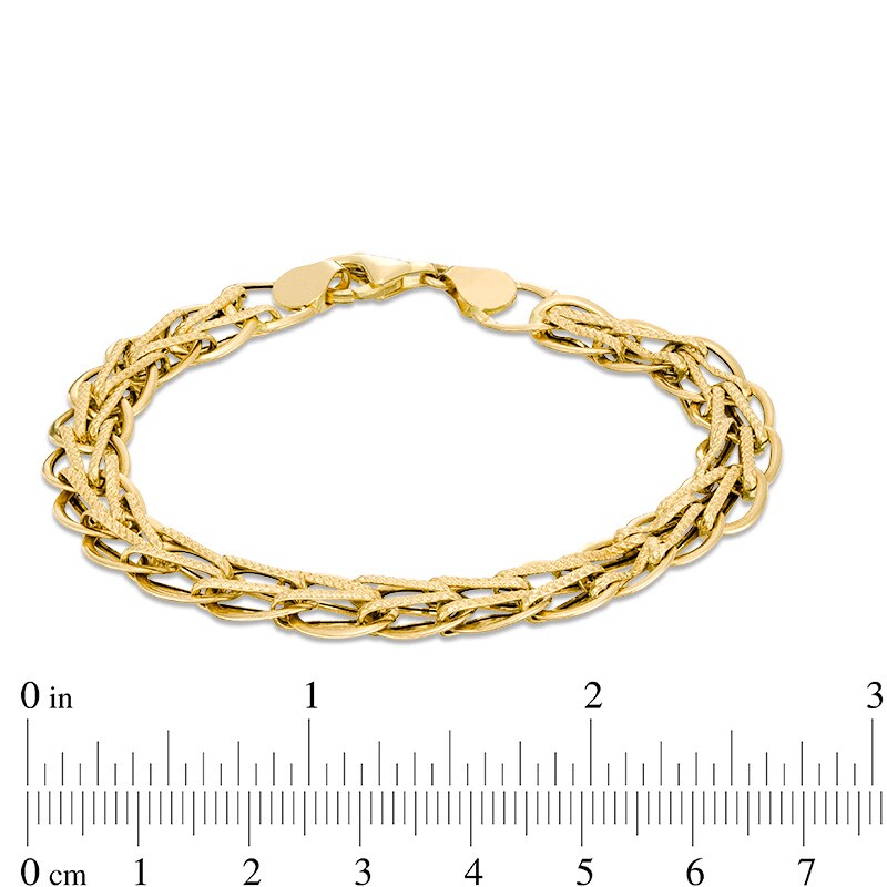 Main Image 4 of Previously Owned - Made in Italy 8.5mm Diamond-Cut "V" and Oval Link Chain Bracelet in 14K Gold - 7.5"