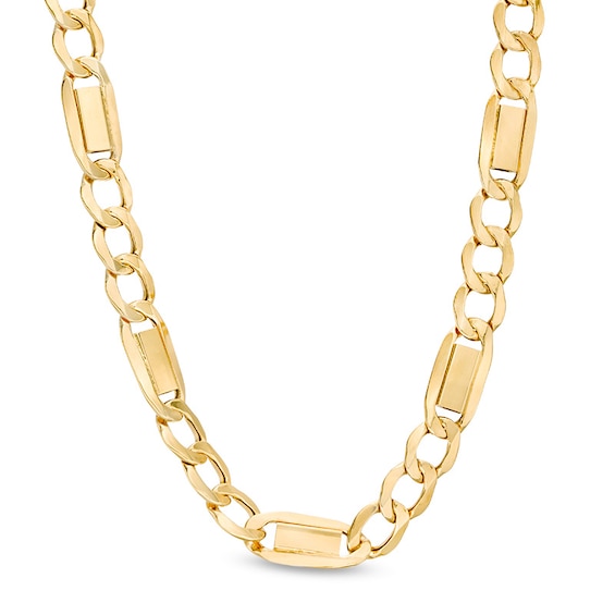 Previously Owned - Made in Italy Men's 6.7mm Figaro and Brick Chain Necklace in 10K Gold - 22"