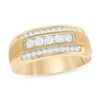Thumbnail Image 1 of Previously Owned - 1/4 CT. T.W. Diamond Triple Row Multi-Finish Ring in 10K Gold