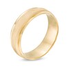 Thumbnail Image 3 of Previously Owned - 7.0mm Multi-Finish center Stripe Beveled Edge Comfort-Fit Wedding Band in 10K Gold