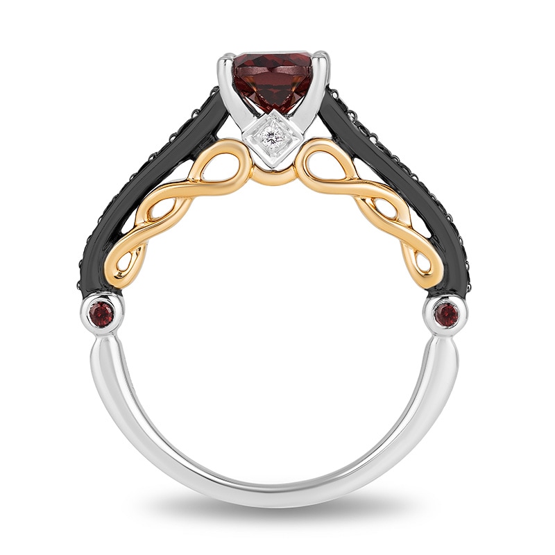 Main Image 3 of Previously Owned - Enchanted Disney Villains Evil Queen Garnet and 1/4 CT. T.W. Diamond Ring in Sterling Silver