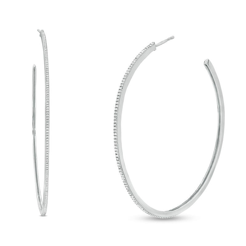 Main Image 1 of Previously Owned - 1/3 CT. T.W. Diamond Hoop Earrings in 10K White Gold