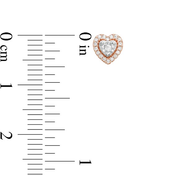 Previously Owned - 1/8 CT. T.w. Diamond Heart Frame Stud Earrings in 10K Rose Gold