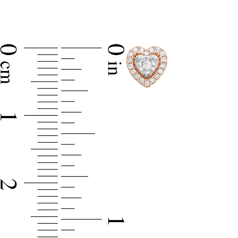 Main Image 3 of Previously Owned - 1/8 CT. T.W. Diamond Heart Frame Stud Earrings in 10K Rose Gold