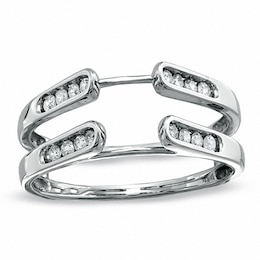Previously Owned - 1/4 CT. T.W. Diamond Channel Cathedral Solitaire Enhancer in 14K White Gold