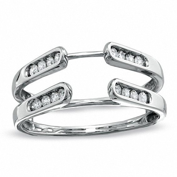 Previously Owned - 1/4 CT. T.w. Diamond Channel Cathedral Solitaire Enhancer in 14K White Gold