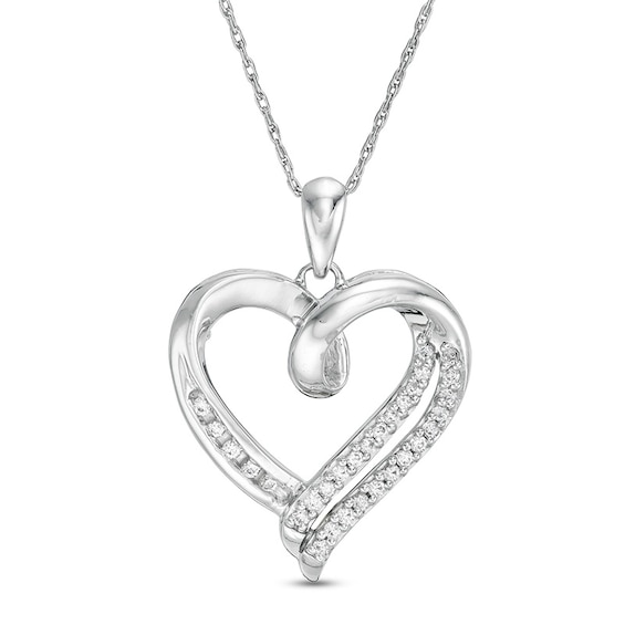 Previously Owned - 1/4 CT. T.w. Diamond Swirl Heart Pendant in 10K White Gold