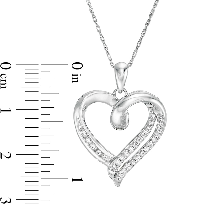 Main Image 3 of Previously Owned - 1/4 CT. T.W. Diamond Swirl Heart Pendant in 10K White Gold
