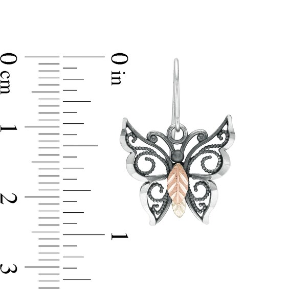 Previously Owned - Black Hills Gold Oxidized Butterfly Drop Earrings in Sterling Silver