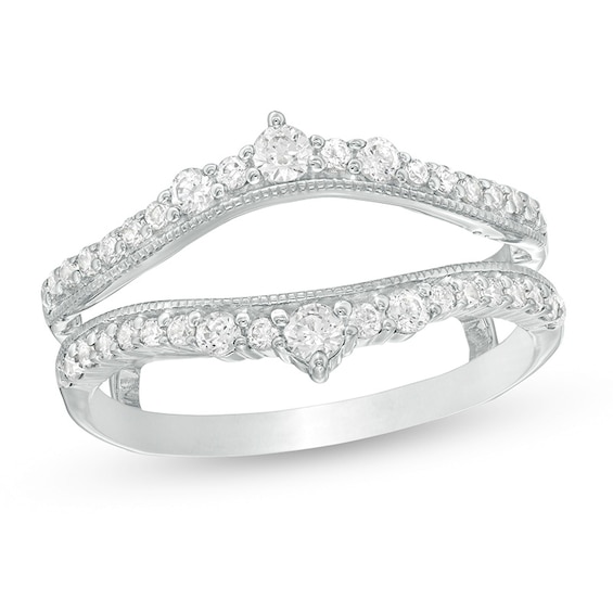 Previously Owned - 1/2 CT. T.w. Diamond Crown Vintage-Style Solitaire Enhancer in 10K White Gold