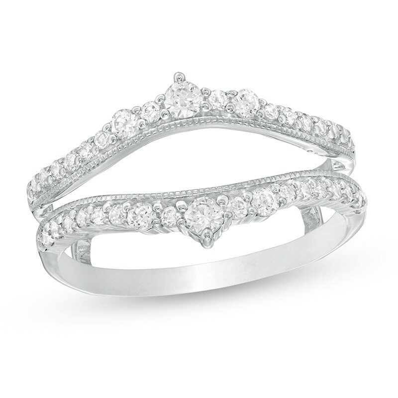 Main Image 1 of Previously Owned - 1/2 CT. T.W. Diamond Crown Vintage-Style Solitaire Enhancer in 10K White Gold