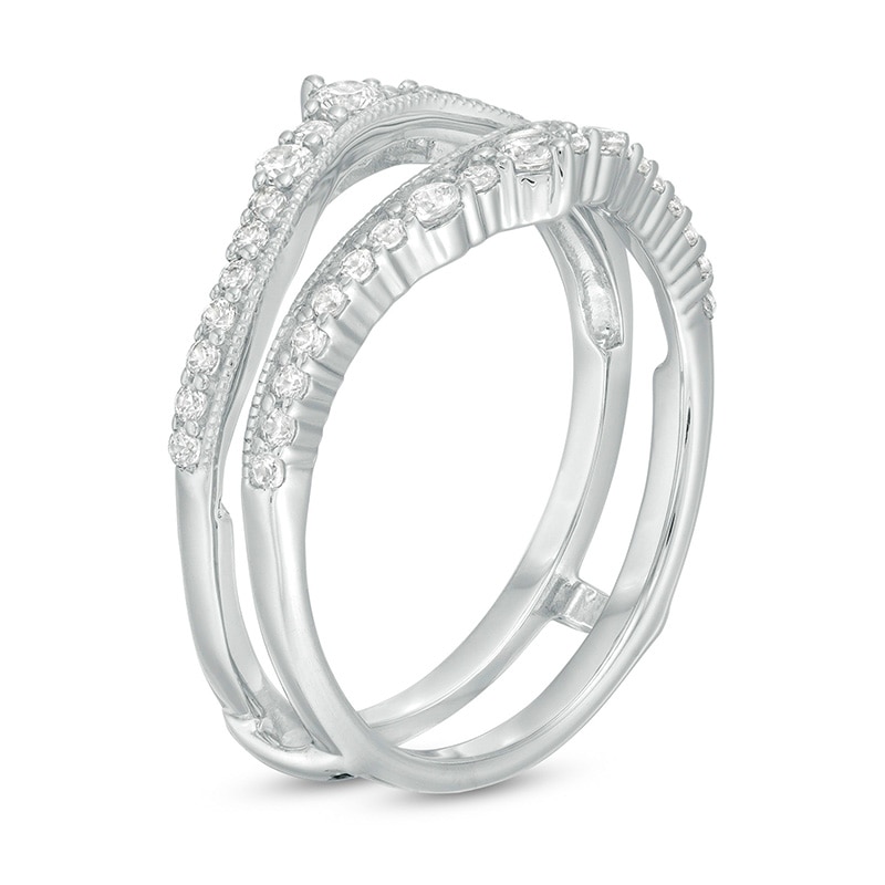 Main Image 2 of Previously Owned - 1/2 CT. T.W. Diamond Crown Vintage-Style Solitaire Enhancer in 10K White Gold