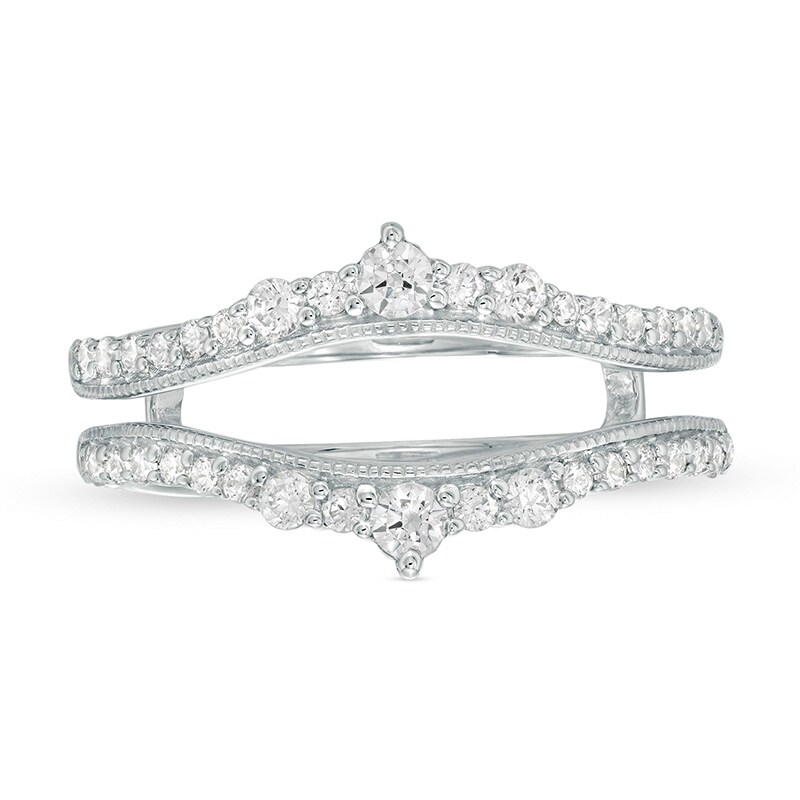 Main Image 3 of Previously Owned - 1/2 CT. T.W. Diamond Crown Vintage-Style Solitaire Enhancer in 10K White Gold