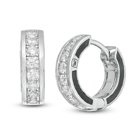 Previously Owned - Vera Wang Men 5/8 CT. T.w. Diamond Huggie Hoop Earrings in Sterling Silver and Black Rhodium