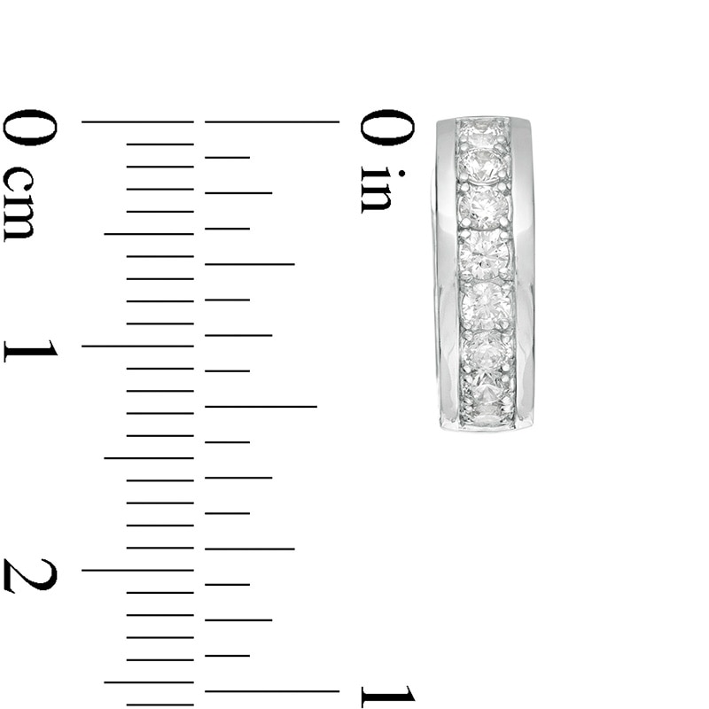 Main Image 3 of Previously Owned - Vera Wang Men 5/8 CT. T.W. Diamond Huggie Hoop Earrings in Sterling Silver and Black Rhodium