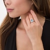 Thumbnail Image 2 of Previously Owned - Oval Swiss Blue Topaz and Lab-Created White Sapphire Flower Petal Frame Ring in Sterling Silver