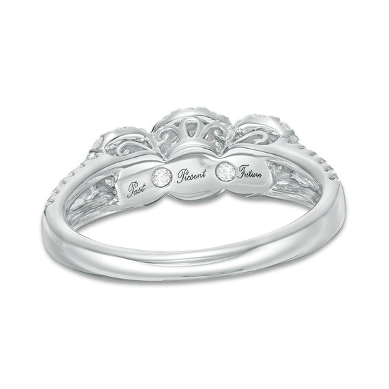 Previously Owned - 1 CT. T.w. Diamond Past Present FutureÂ® Open Frame Engagement Ring in 14K White Gold