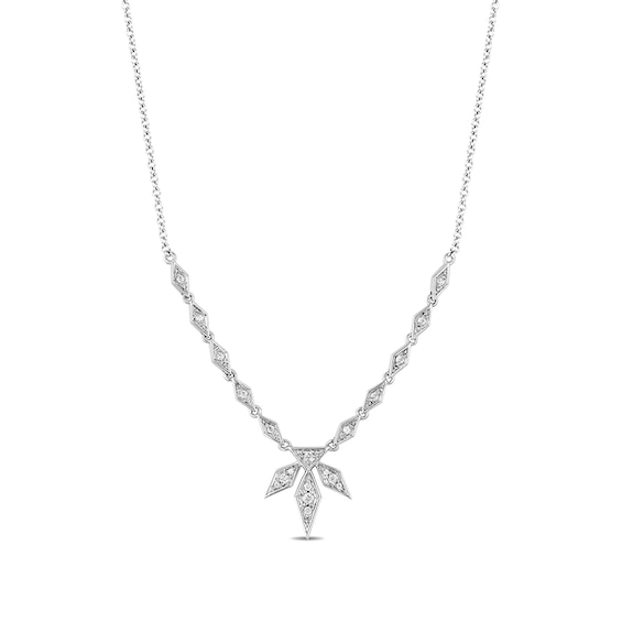 Previously Owned - Enchanted Disney Elsa 1/5 CT. T.w. Diamond Snowflake Necklace in 10K White Gold