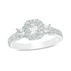 Thumbnail Image 1 of Previously Owned - 1 CT. T.W. Emerald-Cut Diamond Past Present Future® Frame Engagement Ring in 14K White Gold