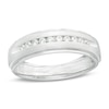 Thumbnail Image 1 of Previously Owned - 1/4 CT. T.W. Diamond Satin Wedding Band in 10K White Gold