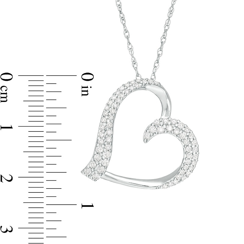 Main Image 3 of Previously Owned - 1/2 CT. T.W. Diamond Tilted Heart Pendant in Sterling Silver