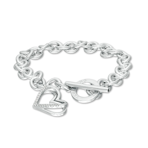 Previously Owned - The Kindred Heart from Vera Wang Love Collection 1/10 CT. T.w. Diamond Bracelet in Sterling Silver