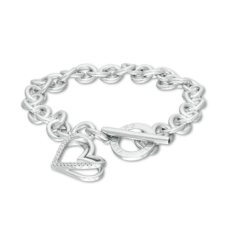Main Image 1 of Previously Owned - The Kindred Heart from Vera Wang Love Collection 1/10 CT. T.W. Diamond Bracelet in Sterling Silver