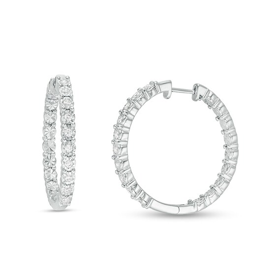 Previously Owned - 1/2 CT. T.w. Diamond Inside-Out Hoop Earrings in Sterling Silver