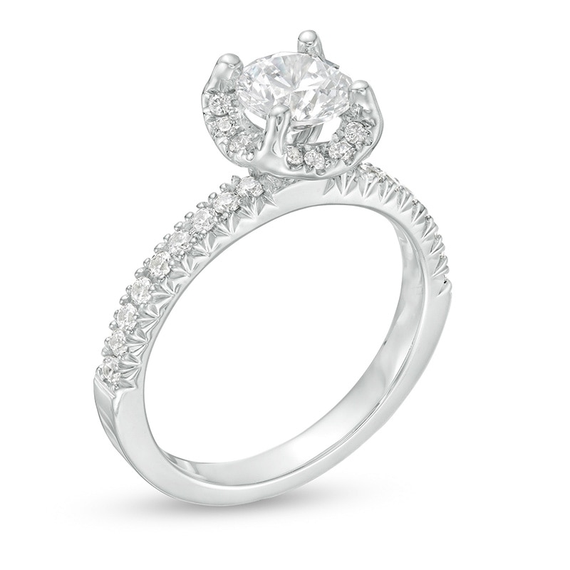Main Image 3 of Previously Owned - 1-3/8 CT. T.W. Diamond Cushion Frame Engagement Ring in 14K White Gold