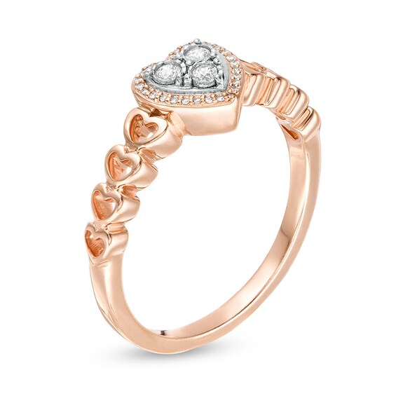 Previously Owned - 1/8 CT. T.w. Diamond Heart Frame Promise Ring in 10K Rose Gold