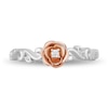 Thumbnail Image 3 of Previously Owned - Enchanted Disney Belle Diamond Accent Solitaire Rose Scrolled Promise Ring in 10K Two-Tone Gold