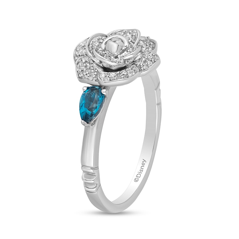 Main Image 2 of Previously Owned - Collector's Edition Enchanted Disney Cinderella Blue Topaz and Diamond Ring in Sterling Silver
