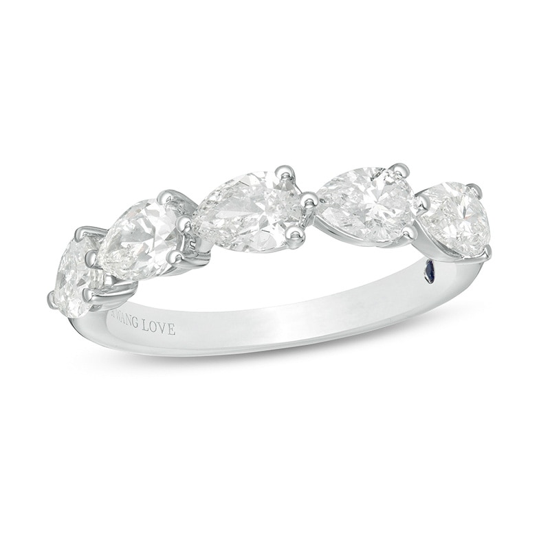 Main Image 1 of Previously Owned - Vera Wang Love Collection 1-1/2 CT. T.W. Pear-Shaped Diamond Band in 14K White Gold (I/SI2)