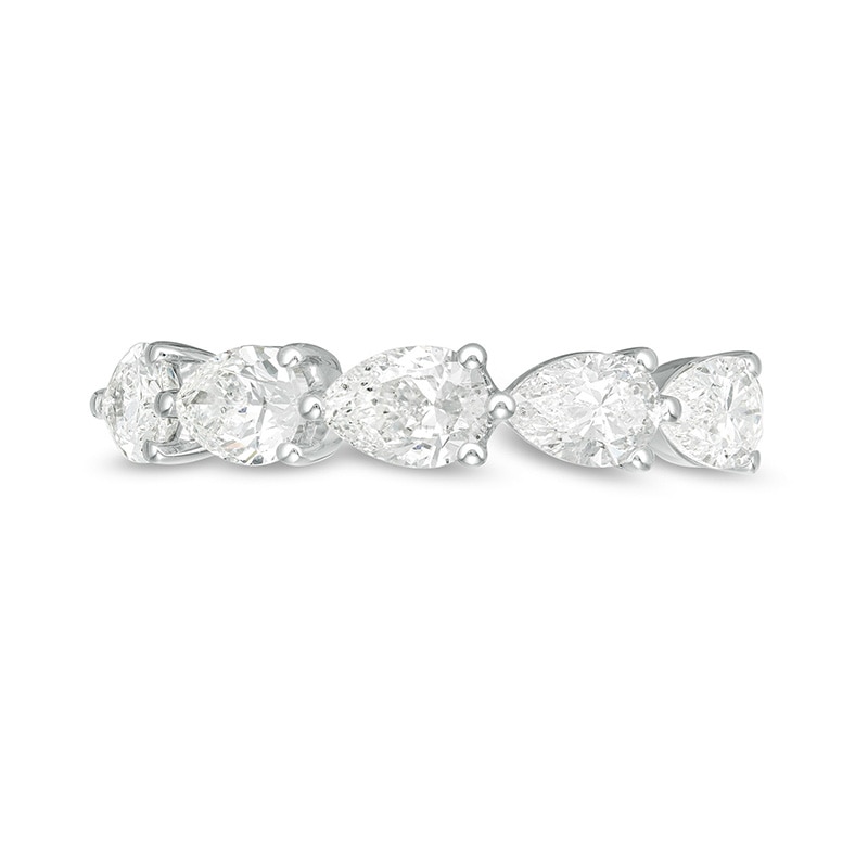 Main Image 4 of Previously Owned - Vera Wang Love Collection 1-1/2 CT. T.W. Pear-Shaped Diamond Band in 14K White Gold (I/SI2)