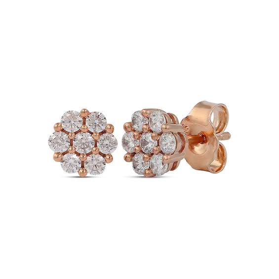Previously Owned - 1/3 CT. T.w. Composite Diamond Flower Stud Earrings in 10K Rose Gold