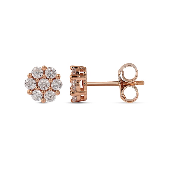 Previously Owned - 1/3 CT. T.w. Composite Diamond Flower Stud Earrings in 10K Rose Gold