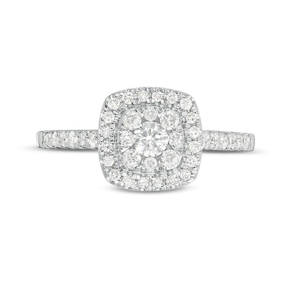 Previously Owned - 1/2 CT. T.w. Composite Cushion Diamond Frame Engagement Ring in 10K White Gold