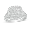 Thumbnail Image 1 of Previously Owned - 1 CT. T.W. Princess-Cut Composite Diamond Double Cushion Frame Engagement Ring in 10K White Gold