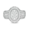Thumbnail Image 1 of Previously Owned - 1 CT. T.W. Composite Oval Diamond Frame Multi-Row Engagement Ring in 10K White Gold