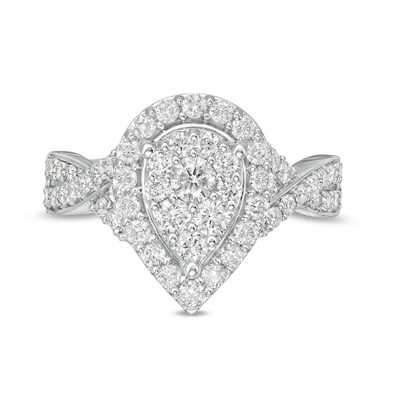 Previously Owned - 1 CT. T.w. Composite Pear Diamond Frame Twist Shank Engagement Ring in 10K White Gold