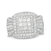 Thumbnail Image 1 of Previously Owned - 2 CT. T.W. Princess-Cut Composite Diamond Frame Multi-Row Engagement Ring in 10K White Gold