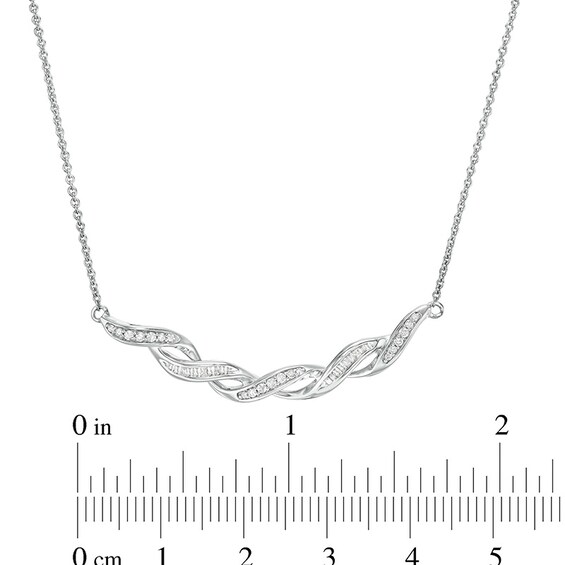 Previously Owned - 1/5 CT. T.w. Diamond Cascading Ribbon Necklace in Sterling Silver
