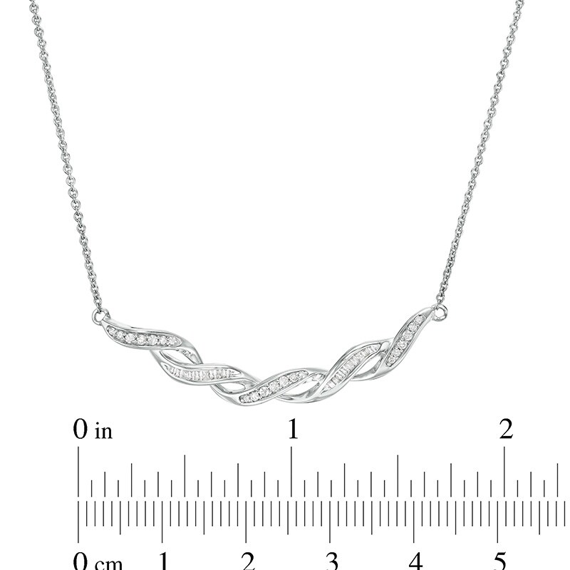 Main Image 3 of Previously Owned - 1/5 CT. T.W. Diamond Cascading Ribbon Necklace in Sterling Silver