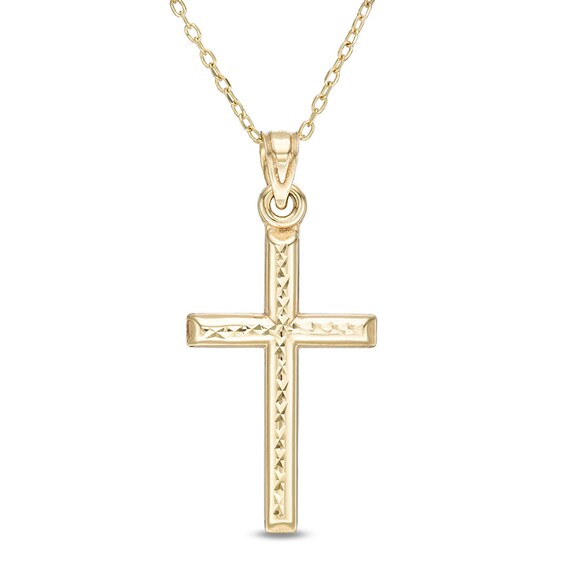 Previously Owned - Diamond-Cut Cross Pendant in 10K Gold