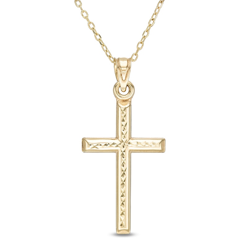 Main Image 1 of Previously Owned - Diamond-Cut Cross Pendant in 10K Gold