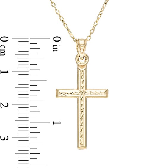 Previously Owned - Diamond-Cut Cross Pendant in 10K Gold