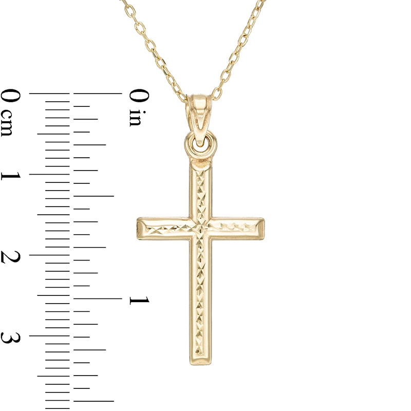 Main Image 3 of Previously Owned - Diamond-Cut Cross Pendant in 10K Gold